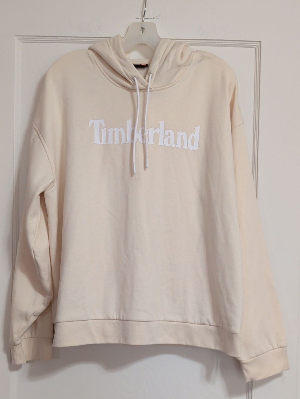 Timberland Women's Cream Logo Crewneck Hoodie Size Large EUC